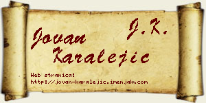 Jovan Karalejić vizit kartica